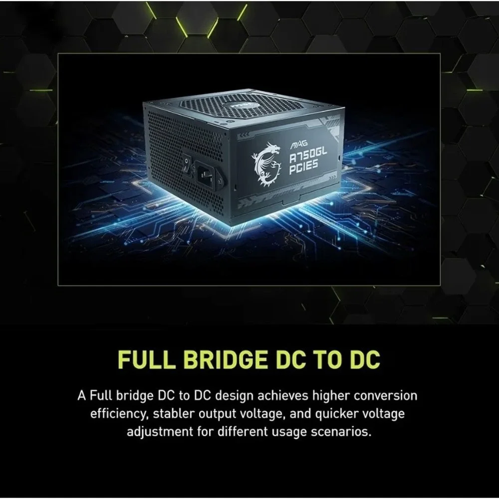 New MAG A750GL PCIE5 Compact Gaming PSU, 750 Watt Power Supply